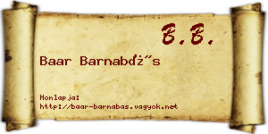 Baar Barnabás névjegykártya